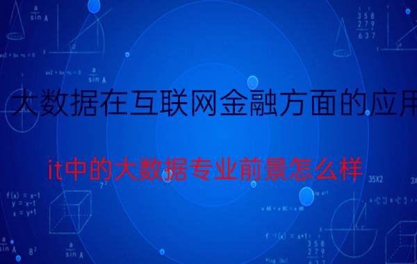 大数据在互联网金融方面的应用 it中的大数据专业前景怎么样？